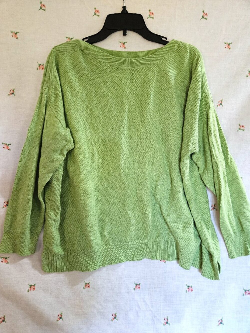 Size XL to 1X Apple Green Cotton Blend Sweater